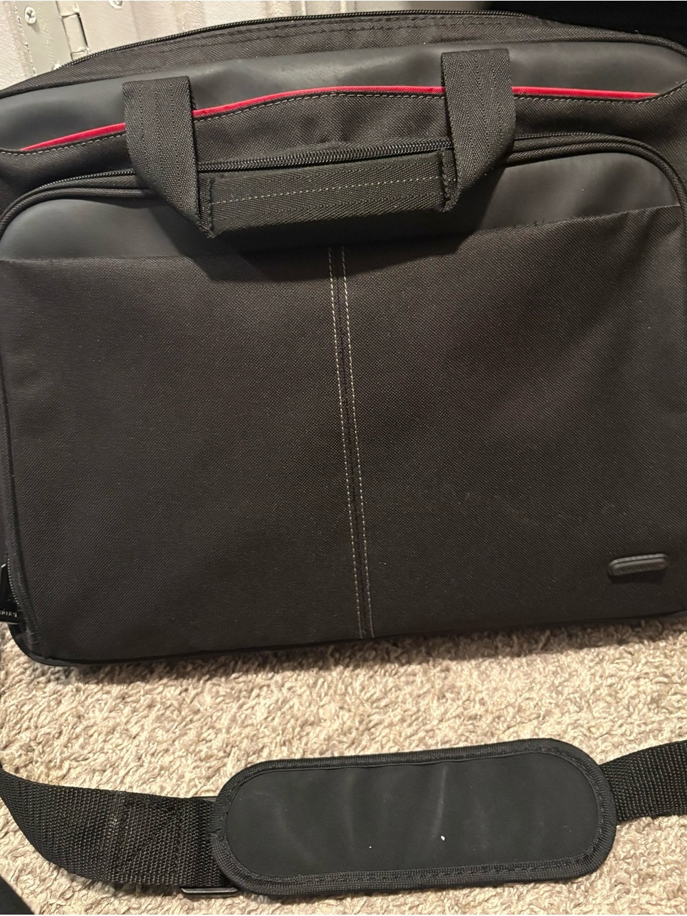 Black Laptop Briefcase with Red Accent